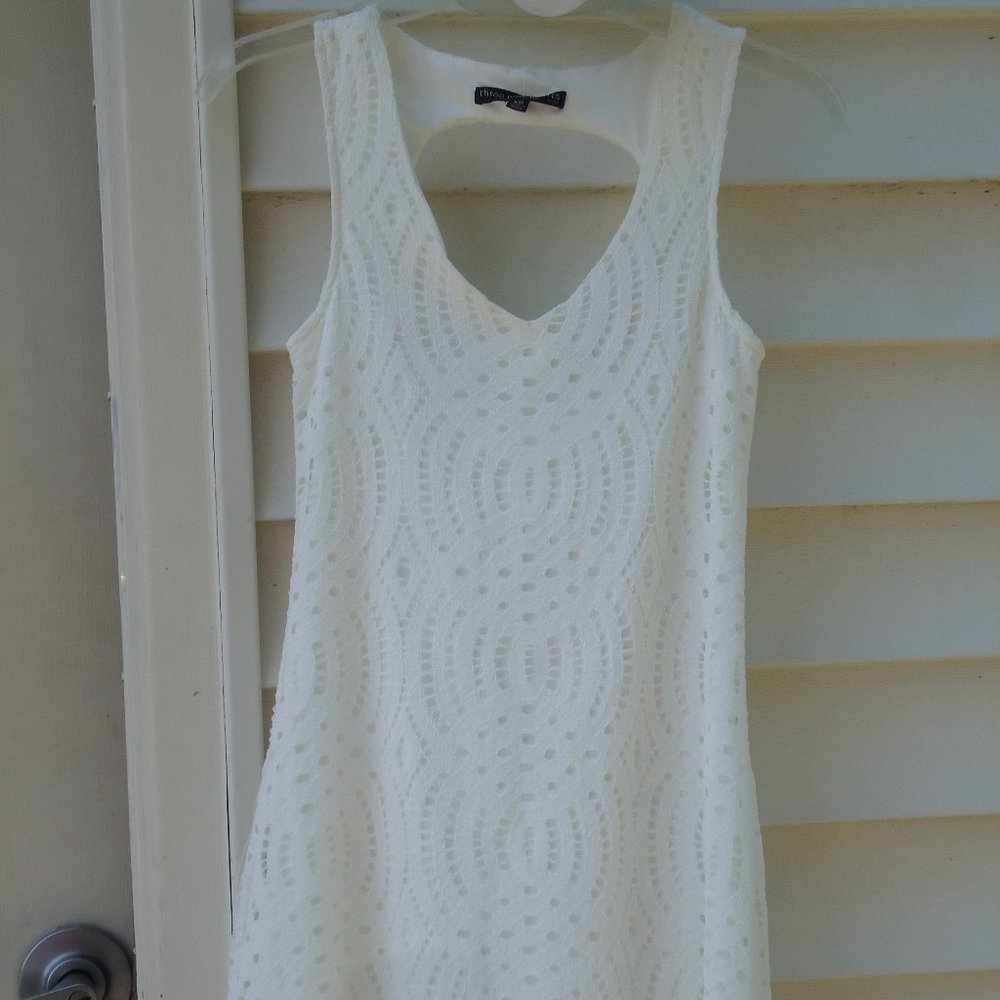 White Keyhole Back Lace Tank Dress XS